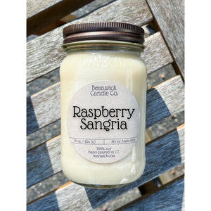 RASPBERRY SANGRIA Soy Candle in Mason Jar Unique Gift