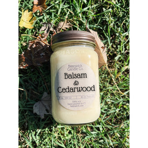 BALSAM CEDARWOOD Soy Candle in Mason Jar Unique Gift