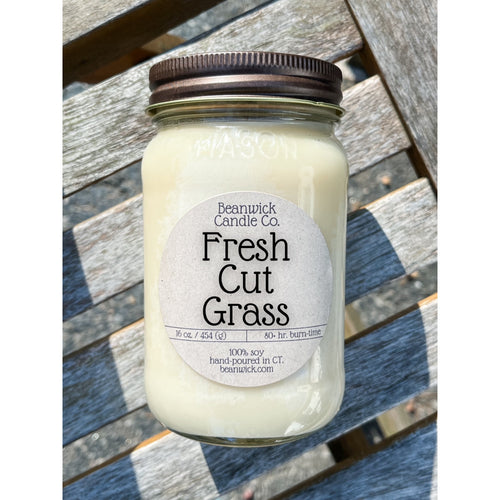 FRESH CUT GRASS Soy Candle in Mason Jar Unique Gift