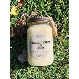 CACTUS FLOWER & JADE Soy Candle in Mason Jar Unique Gift