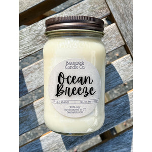 OCEAN BREEZE Soy Candle in Mason Jar Unique Gift